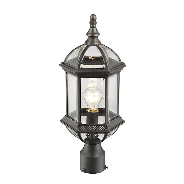 Annex 1 Light Outdoor Post Mount, Rust & Clear Beveled
